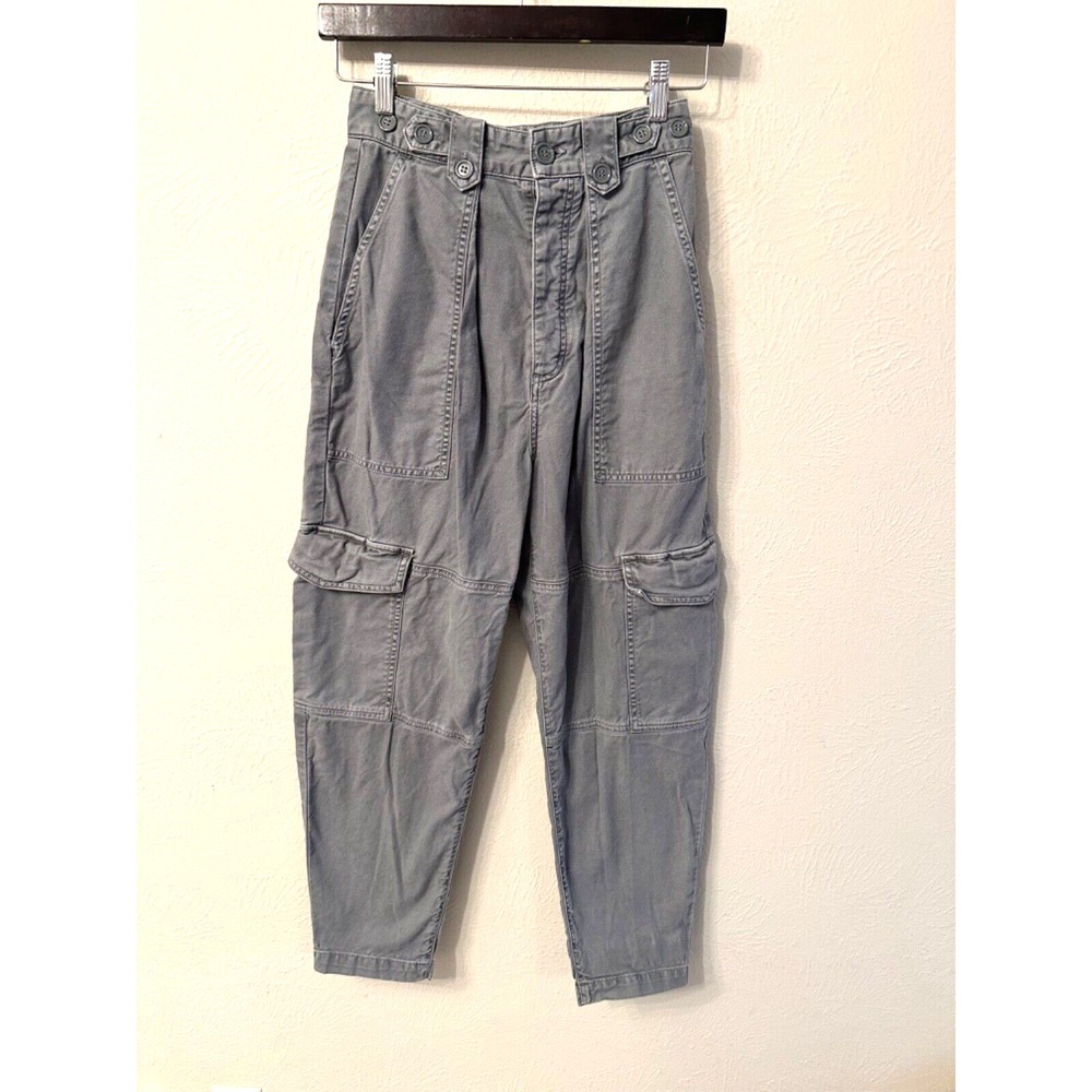 Agolde Mila Utility Pant cargo barrel leg button fly gray size 24 great!